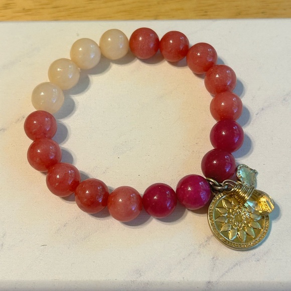 L0031 Stella & Dot foundation stretch bracelet pink bead - Picture 1 of 4